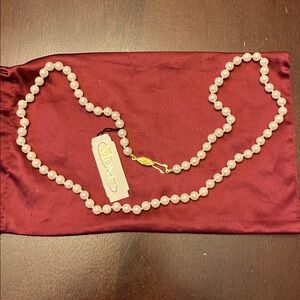 Monet Gold Clasp Faux Pearl Necklace New 12 inches